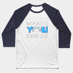 Smiling Makes You Cooler Blue Baseball T-Shirt